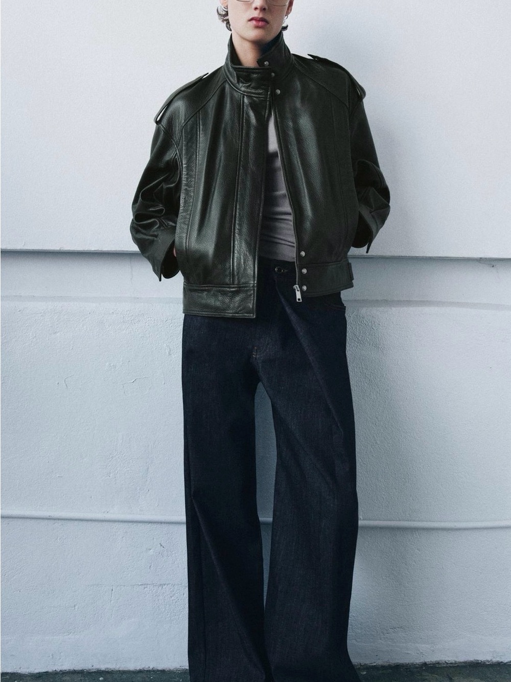 Zara Woman collection Leather Bomber Jacket Limited Edition